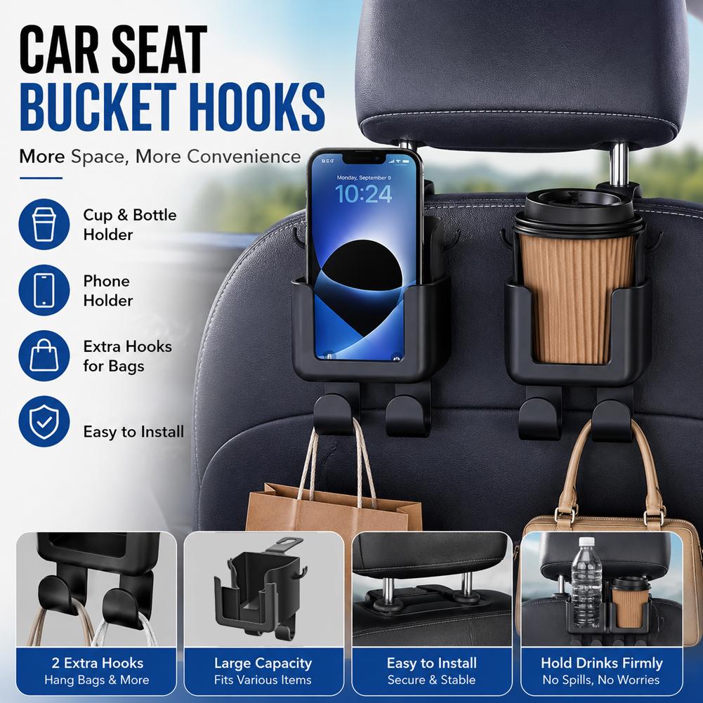 Car Seat Back Organizer Cup Ph - Phone Accessories Hooks ulasan dan harga